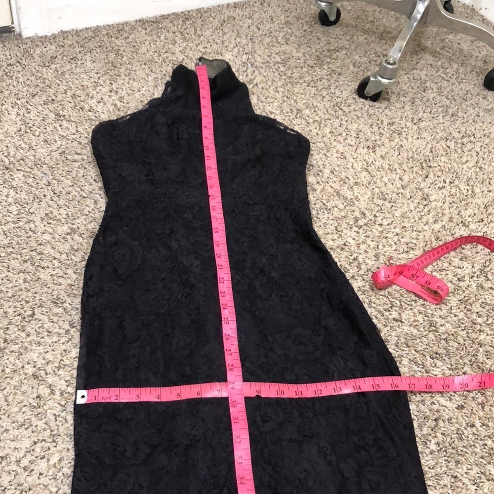 Badgley Mischka Lace Column Gown Size 2 Black Floral Lace - Picture 9 of 11